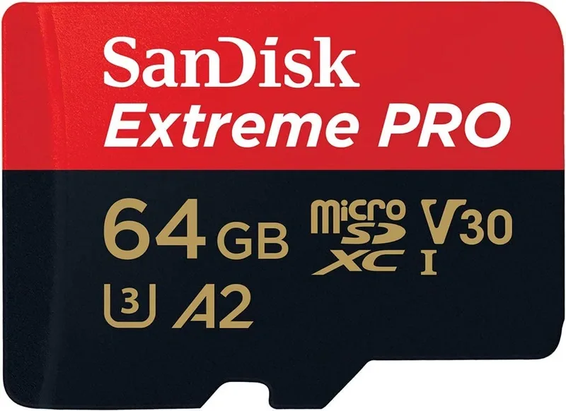 SanDisk Extreme Pro microSD UHS I Card 200MB/s Read, 140MB/s Write Red Black 64 GB