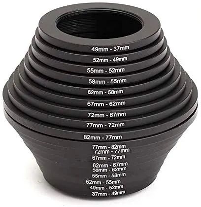 Promage 18 pcs Step Up Down Ring Filter Adapter Set 37/49/52/55/58/62/67/72/77/82 mm