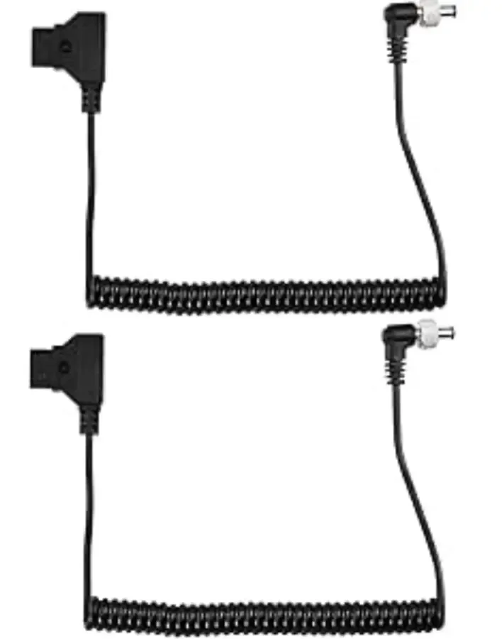 D-Tap to DC Cable, 2Pcs D-Tap to Locking Monitor Power Cable 5.5 X 2.5mm Right Angle Tap Power Flexible Cable Compatible with Atomos Ninja v KiPRO SmallHD Shogun Sony PIX-E7 PIX-E5 7