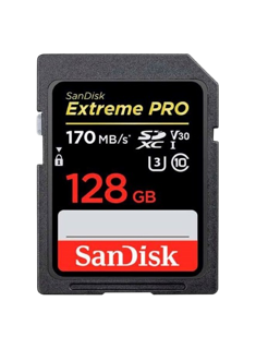 SanDisk 128GB Extreme PRO SDXC card + RescuePRO Deluxe, up to 200MB/s, UHS I, Class 10, U3, V30 SDSDXXD 128G GN4IN, Black